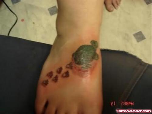 A Turtle Tattoo On Foot