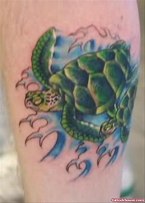 Cool Green Turtle Tattoo