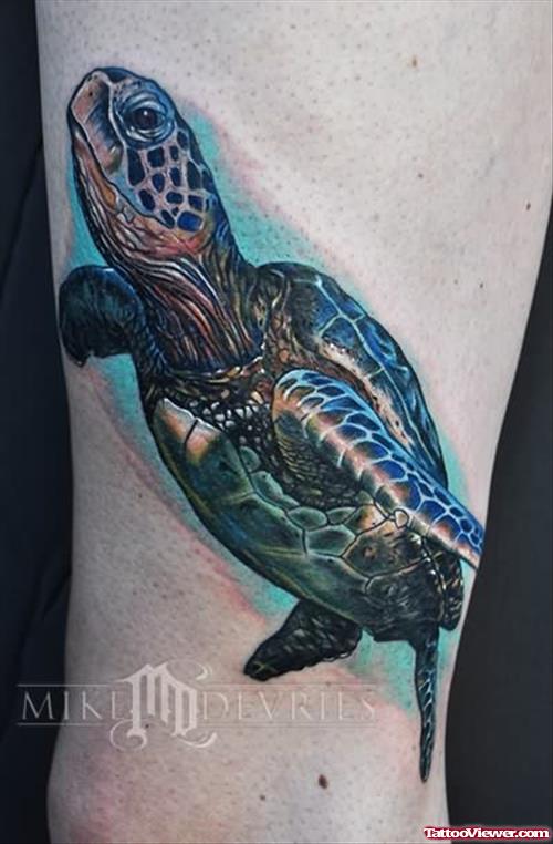Sea Turtle Large Image Tattoo