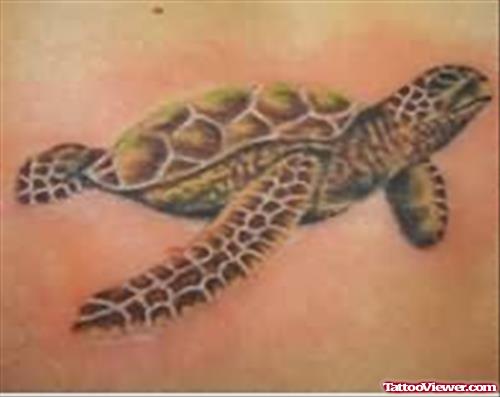 Swiming Beautiful Turtle Tattoo