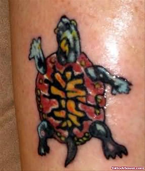 Awesome Colorful Turtle Tattoo