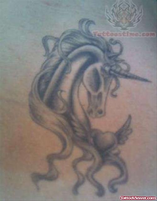 Unicorn Black And White Tattoo