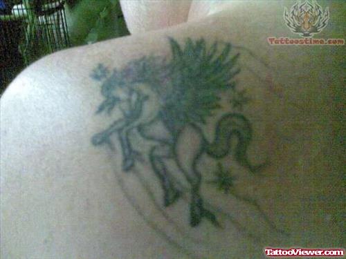 Unicorn Back Shoulder Tattoo