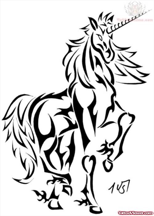 Tribal Unicorn Tattoo Design