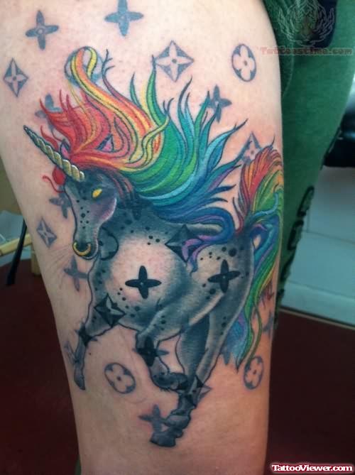 Tumblr Colored Unicorn Tattoo