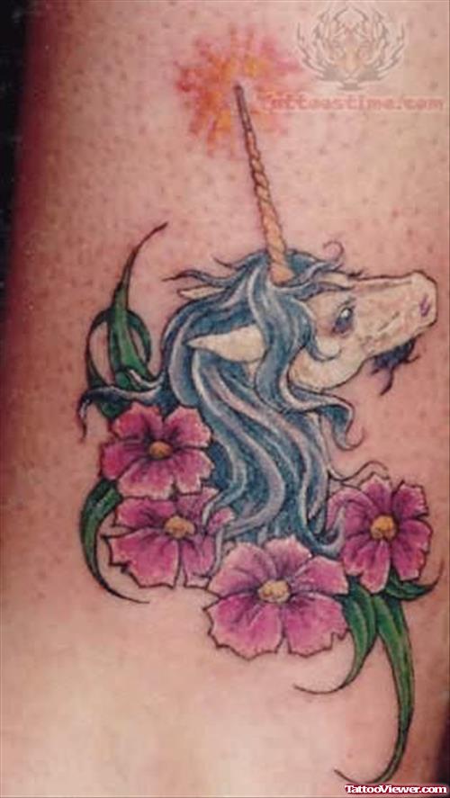 Unicorn And Flower Tattoos