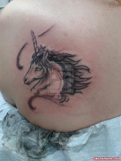 Unicorn Back Shoulder Tattoo  For Girls
