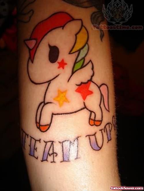 Cartoon Unicorn Tattoo