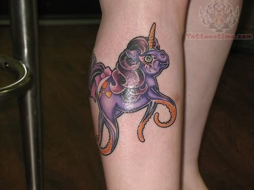 Purple Ink Unicorn Tattoo
