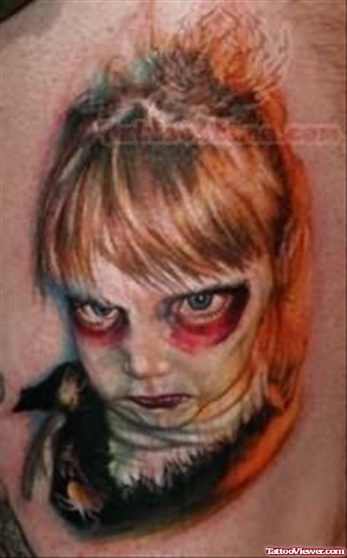 Vampire Tattoo On Back Shoulder