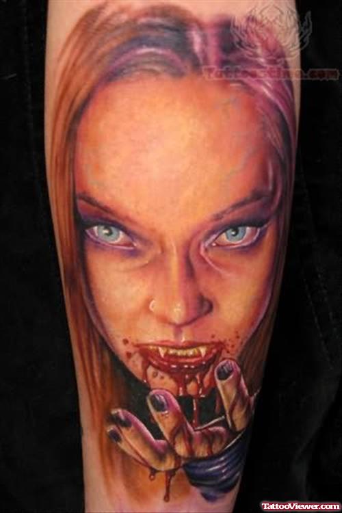 Vampire Scary Girl Tattoo Picture