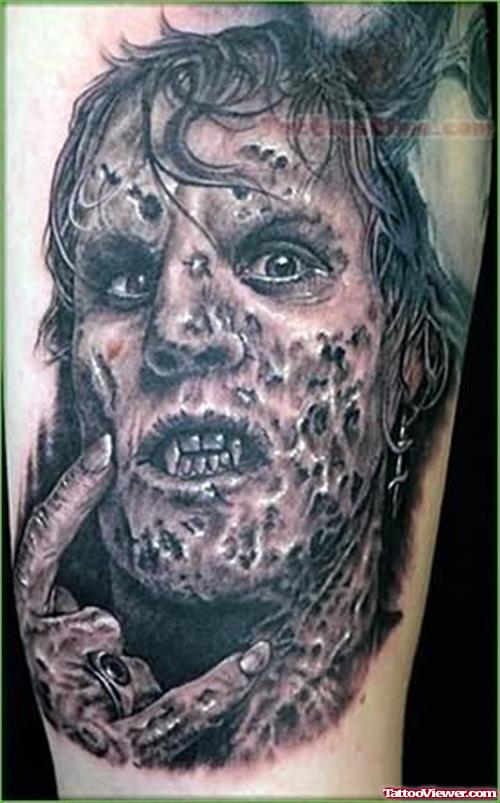 Zombie Vampire Horns Tattoo