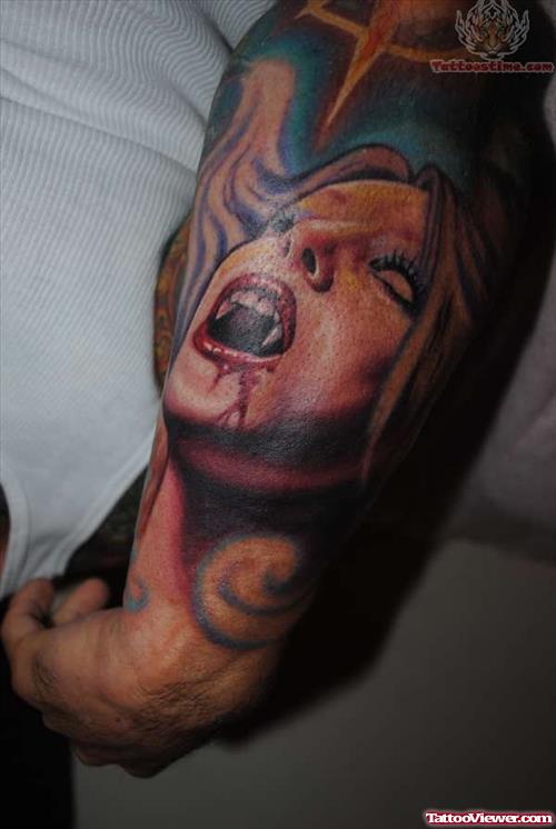 Vampire Girl Tattoo On Arm