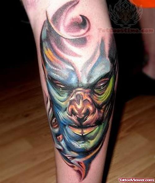 Vampire Print Tattoo On Leg