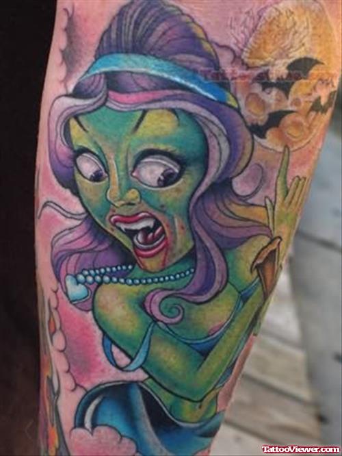 Vampire Girl Color Tattoo