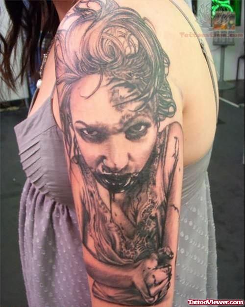 Funny Vampire Tattoo On Sleeve