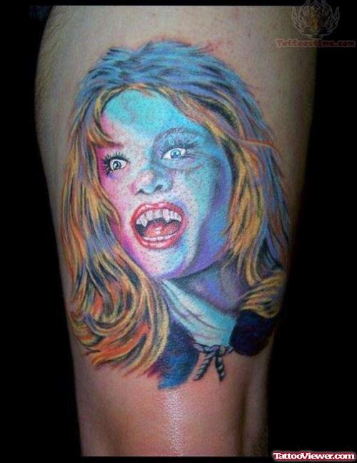 Scary Female Vampire Tattoo