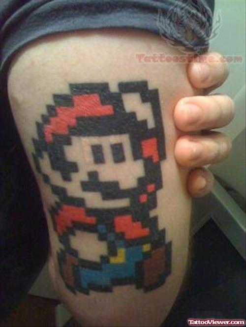 Mario Video Game Tattoo On Bicep