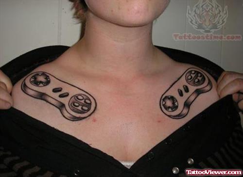 Video Game Remotes Tattoos On Front