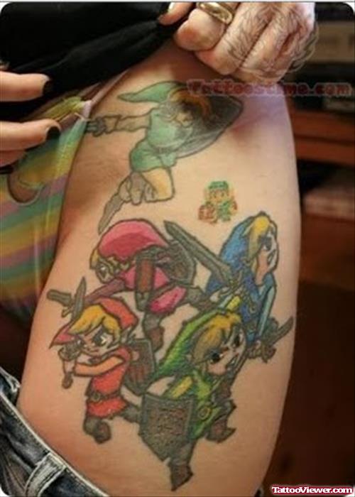 Video Game Tattoo On Thigh