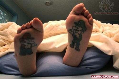 Mario Tattoos Under Feet