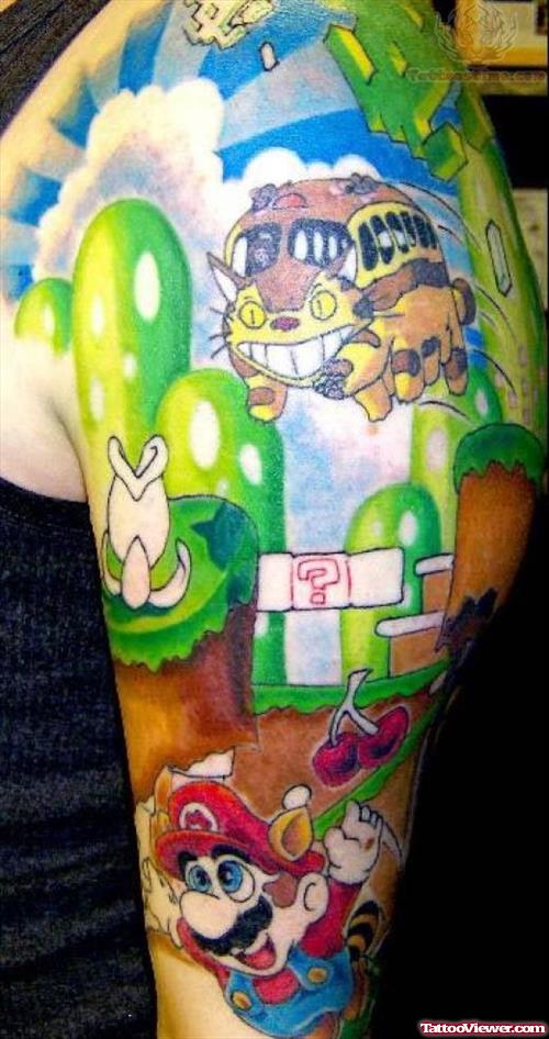 Colorful Video Game Tattoo