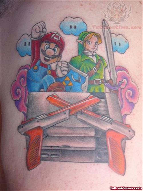 Video Game Nintendo Guns Tattoo