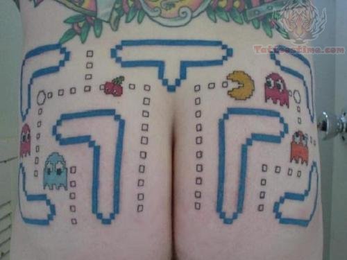 Pacman Computer Game Tattoo