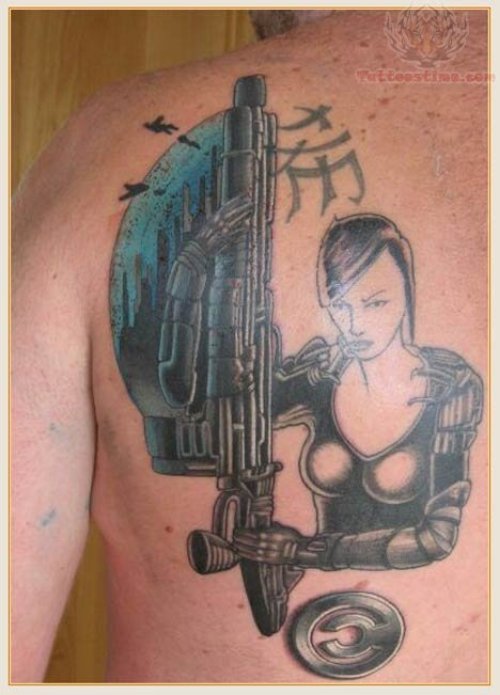 Video Game Character Tattoo On Back