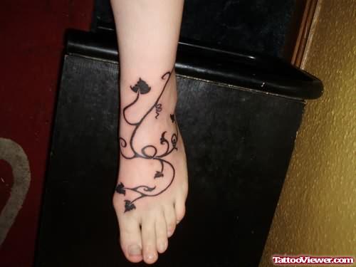 Trendy Vine Tattoo On Foot