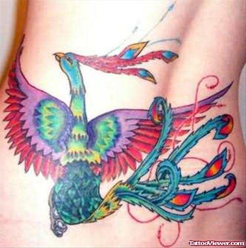 Awesome Phoenix Tattoo On Waist