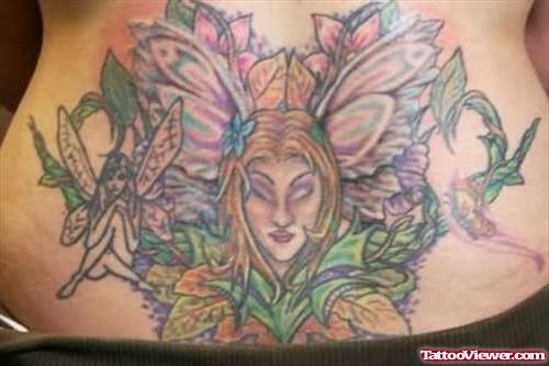 Fairy Design Tattoo On Waist