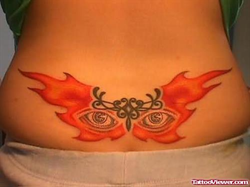 Fire and Flame Tattoo On Lower Waist