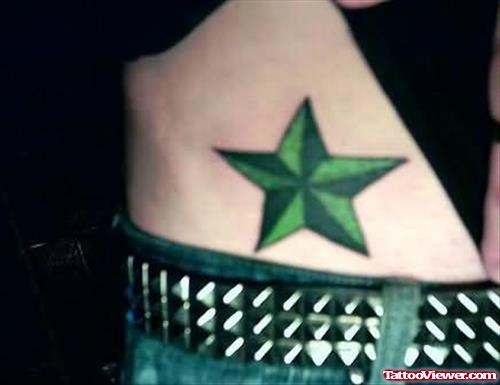 Green Stars Tattoo On Waist