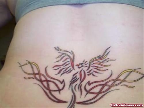 Phoenix Design Tattoo On Waist