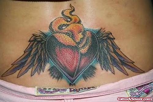 Fire Heart Tattoo On Waist