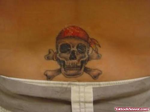 Skull Tattoo On Back Waist