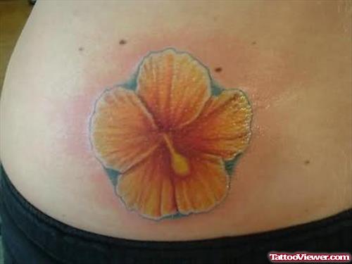 Amazing Hibiscus Tattoo On Waist
