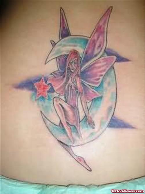 Fairy Moon Tattoo On Waist