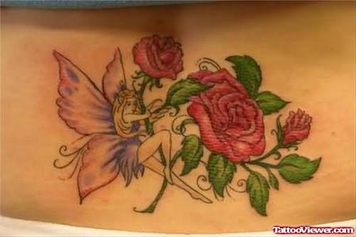 Fairy Rose Tattoo On Waist
