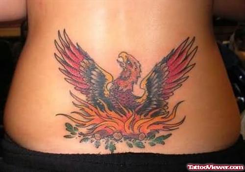 Phoenix Colour Tattoo On Waist