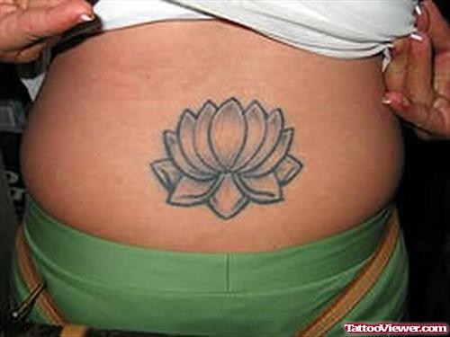 Big Lotus Tattoo On Waist