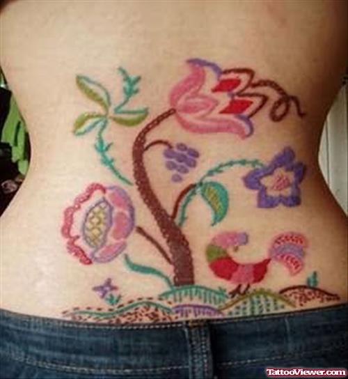 Unique Flower Tattoo On Waist