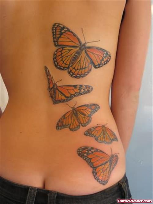 Back Butterfly Tattoo On Waist