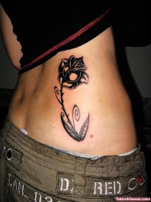 Black Rose Tattoo On Waist