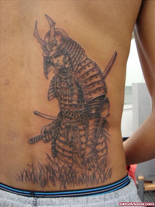 Samurai Warrior Tattoo On Back