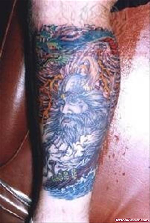 Great Warrior Tattoo On Leg