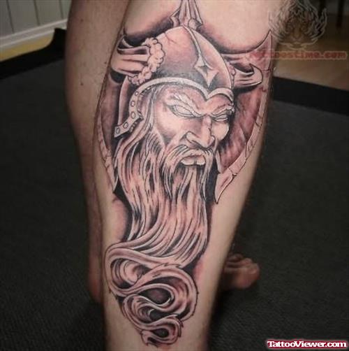 Viking Tattoo On Leg