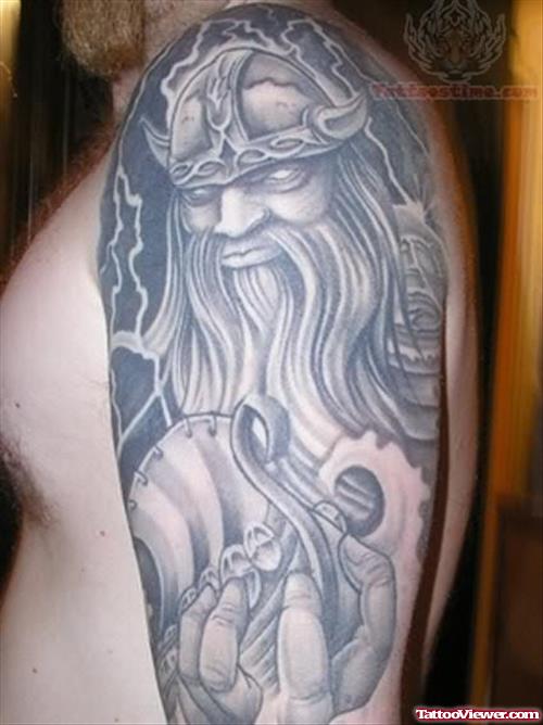 Big Viking Tattoo On Shoulder
