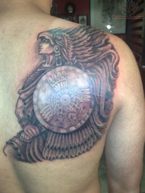 Aztec Warrior Tattoo Design on Back